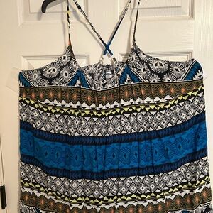 Old Navy Blue and Black Patterned Tank Size 4x